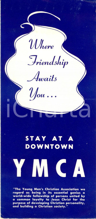 1955 ca USA YMCA Where friendship awaits you... Opuscolo promozionale ILLUSTRATO