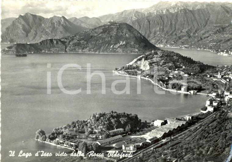 1961 MONTE ISOLA (BS) Lago d'ISEO visto da ROCCA OLDOFREDI *Cartolina FG VG