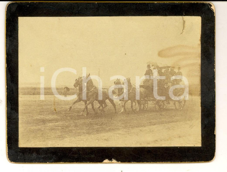 1910 ca AREA LOMBARDA Nobili a passeggio su un tiro a quattro *Foto 13x10