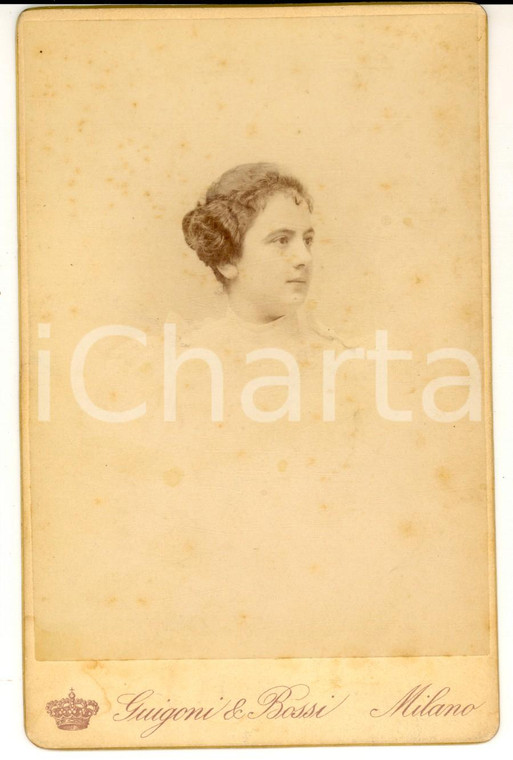 1890 ca MILANO Ritratto di giovane donna *Foto GUIGONI e BOSSI 11x16 cm