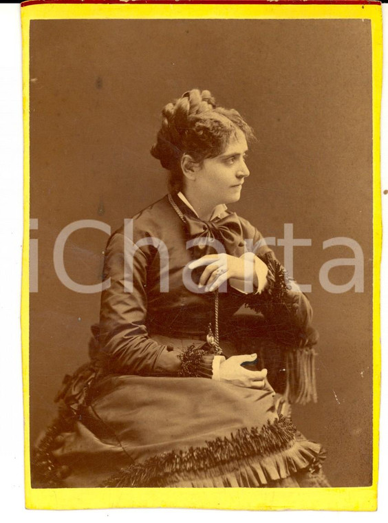 1880 ca MILANO Giovane donna in abito scuro *Foto MONTABONE 10 x 14
