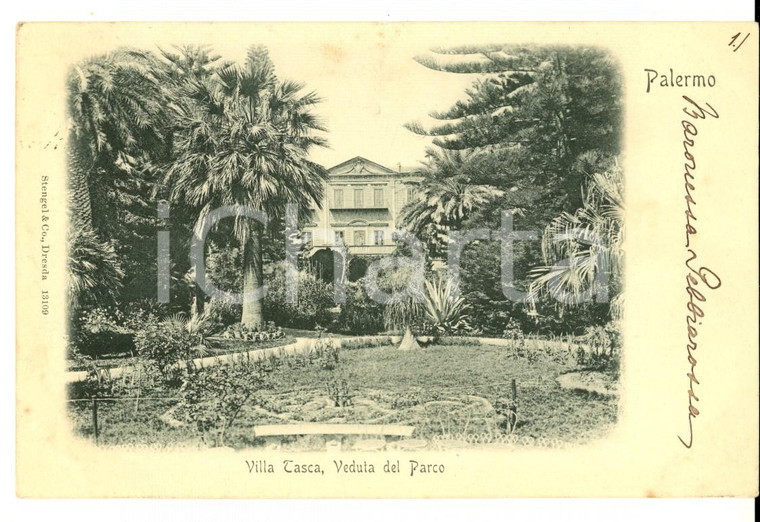 1900 ca PALERMO Villa TASCA *Cartolina baronessa GEBBIAROSSA FP VG