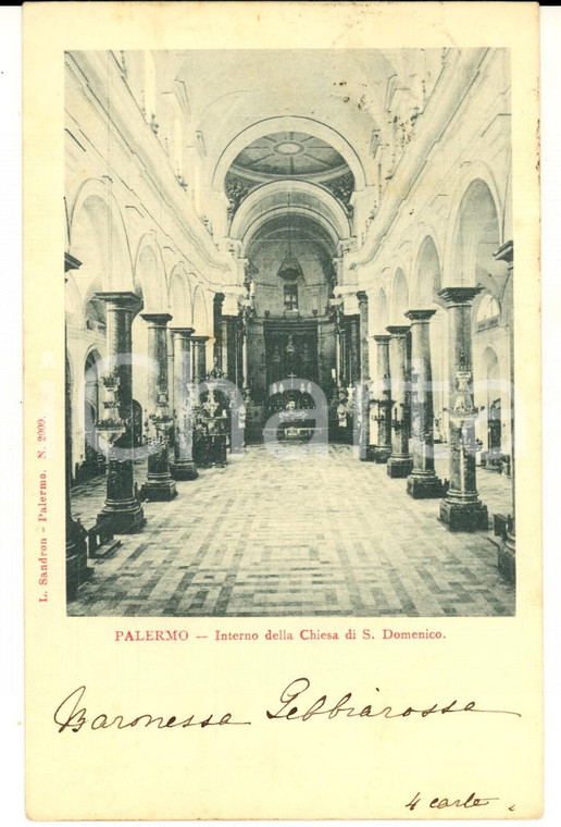 1901 PALERMO Chiesa di San Domenico *Cartolina baronessa GEBBIAROSSA FP VG