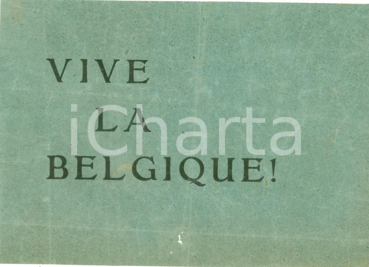 1918 PROPAGANDA AEREA WW1 Vive la Belgique *Volantino propagandistico