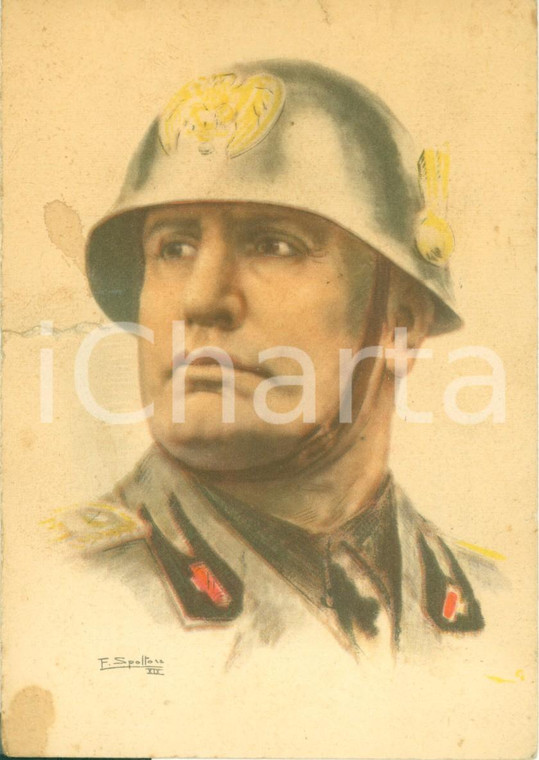 1941 BARI PNF GIL Ritratto Benito MUSSOLINI di Federico SPOLTORE *Danneggiata