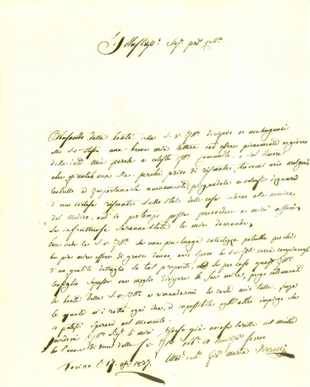 1827 TRECATE (NO) Giovanni Maria BERTELLI candidato a medico comunale *Lettera