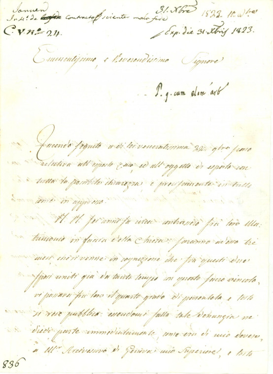 1823 VARESE LIGURE (SP) Malizioso matrimonio tra consaguinei a CENTOCROCI