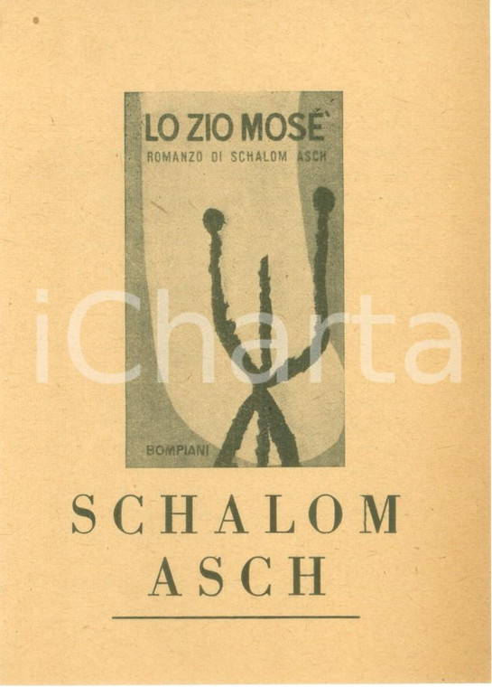 1945 Schalom ASCH Lo zio MOSE' Biglietto pubblicitario BOMPIANI