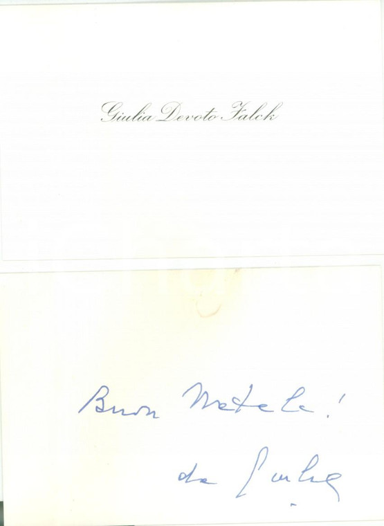 1960 ca MILANO Auguri di NATALE da Giulia DEVOTO FALCK *Biglietto AUTOGRAFO