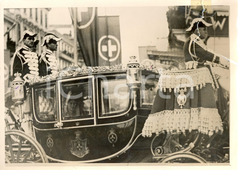 1938 ATENE La carrozza nuziale di Paolo di GRECIA acclamata dalla folla *FOTO