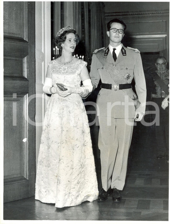 1962 BRUXELLES BALDOVINO I Fabiola BELGIO arrivano al banchetto di Capodanno