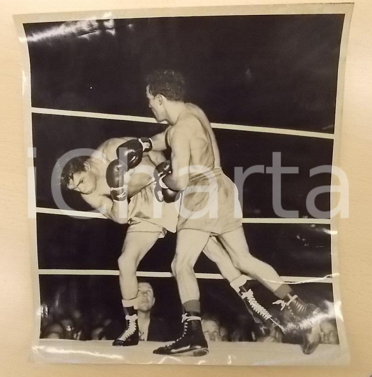 1951 SAN FRANCISCO BOXE Pugile Eddie CHAVEZ contro Willie PEP Fotografia 28 x 31
