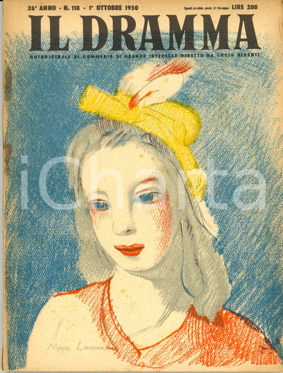 1950 IL DRAMMA André OBEY Maria Ill. Marie LAURENCIN *Rivista Anno XXVI n° 118