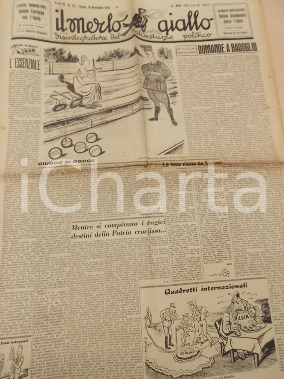 1948 IL MERLO GIALLO Necessarie domande a BADOGLIO *Giornale anno III n° 137