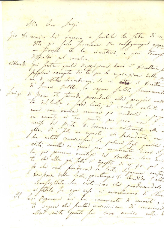 1858 L'AQUILA Lettera a Luigi DE PASCALE per vendita di beni di famiglia