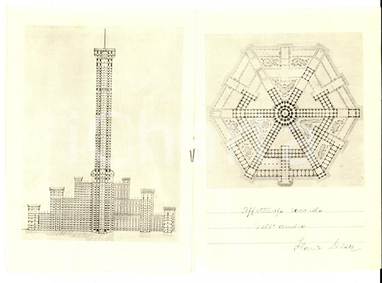 1951 Flavio DESSY Torre d'Italia - Monumento *Pieghevole progetto AUTOGRAFO