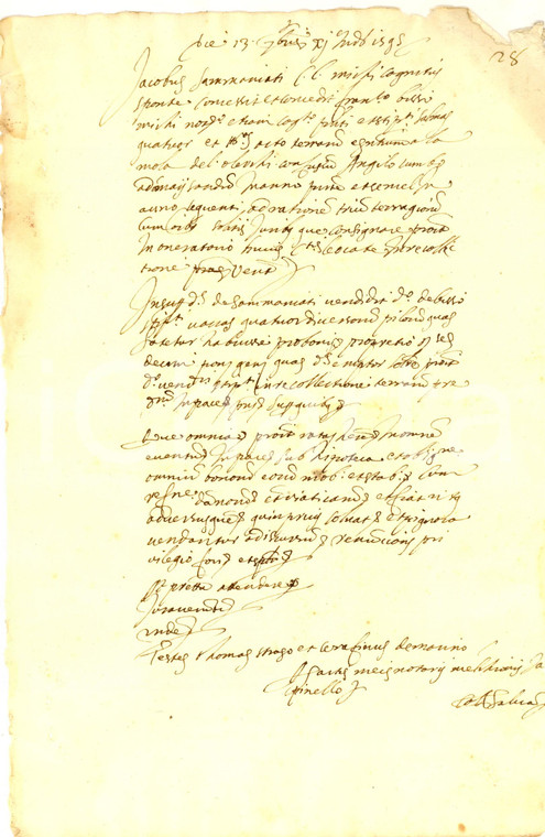 1595 PALERMO Concessione terra Jacopo SAMMANIATI e vendita mucche *Manoscritto
