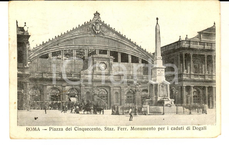 1915 ROMA Piazza dei Cinquecento - Monumento Caduti DOGALI *Cartolina FP VG