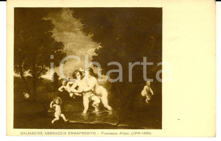 1920 TORINO GALLERIA SABAUDA - ALBANI Salmacide abbraccia Ermafrodito *Cartolina
