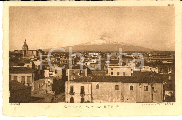 1930 ca CATANIA Veduta con l'ETNA in attività *Cartolina postale FP NV