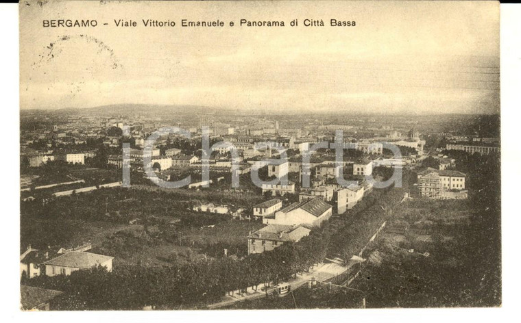 1920 BERGAMO (SO) Viale Vittorio Emanuele e Città Bassa *Cartolina FP VG