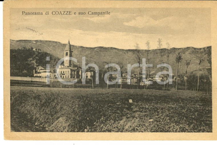 1924 COAZZE (TO) Panorama con il campanile *Cartolina postale FP VG