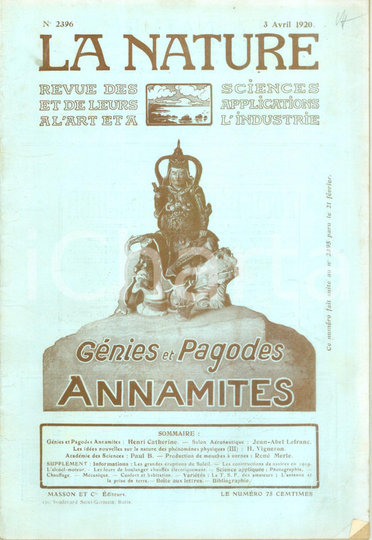 1920 LA NATURE Génies et Pagodes Annamites *Revue ILLUSTREE SCIENCE n° 2396