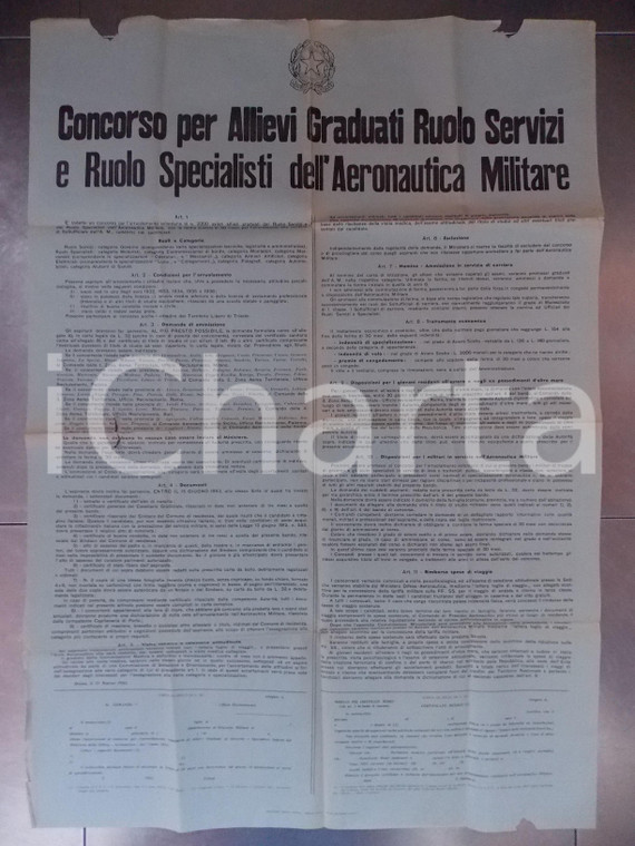 1953 ROMA Concorso Allievi Graduati Aeronautica Militare *Manifesto DANNEGGIATO