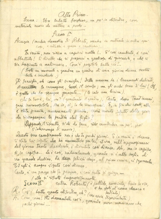 1940 ca INEDITO L'uomo che perdette se stesso Dramma manoscritto mai pubblicato