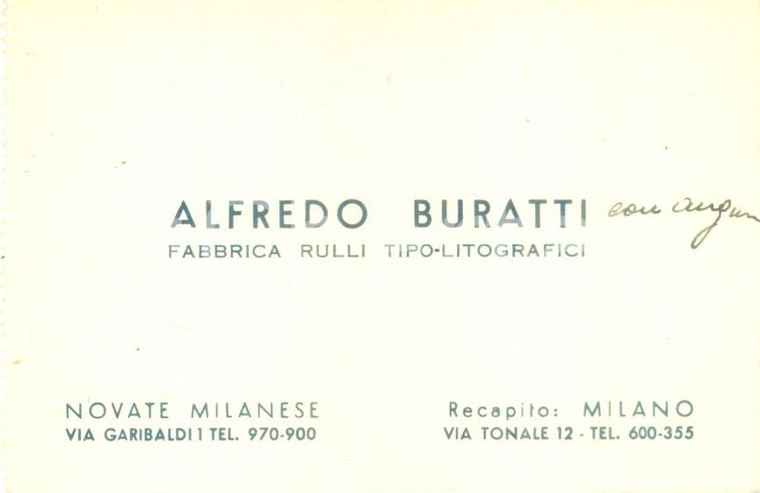 1955 ca NOVATE MILANESE Alfredo BURATTI fabbrica rulli tipo-litografici
