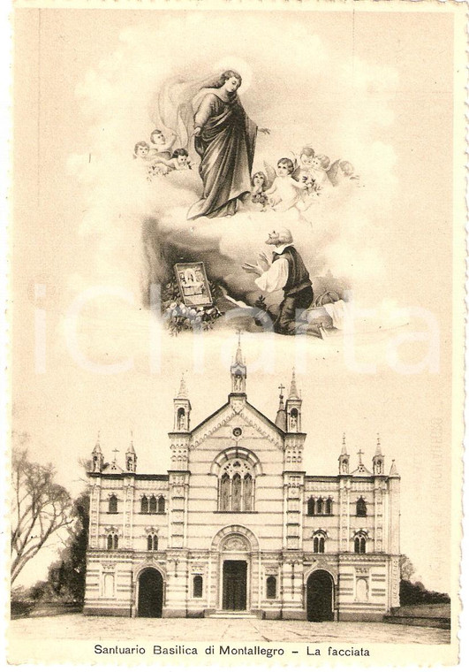 1960 ca RAPALLO (GE) Santuario Nostra Signora di MONTALLEGRO Facciata *Cartolina