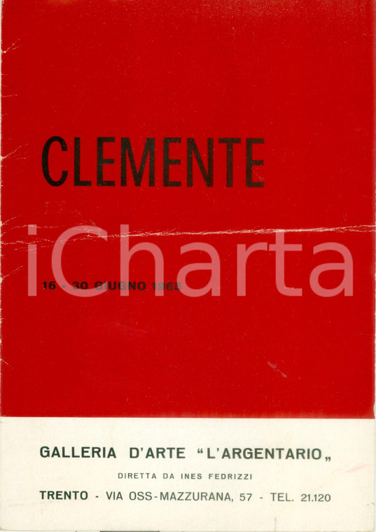 1965 TRENTO Galleria d'arte L'ARGENTARIO Brochure per mostra di Jack CLEMENTE