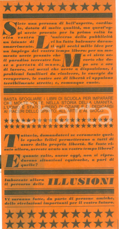 1960 ca ESOTERISMO Imboccate il percorso delle illusioni Volantino pubblicitario