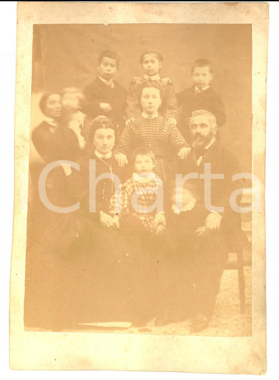 1900 ca FOBELLO (VC) Fotografia di gruppo familiare *Luigi STRAMBO 17x23 cm