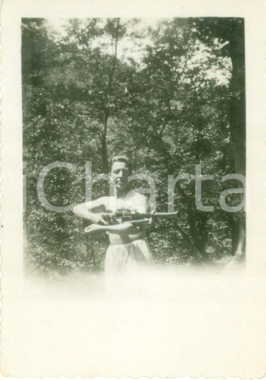 1938 BERCETO (PR) Soldato si allena con fucile automatico *Fotografia cm 6 x 9