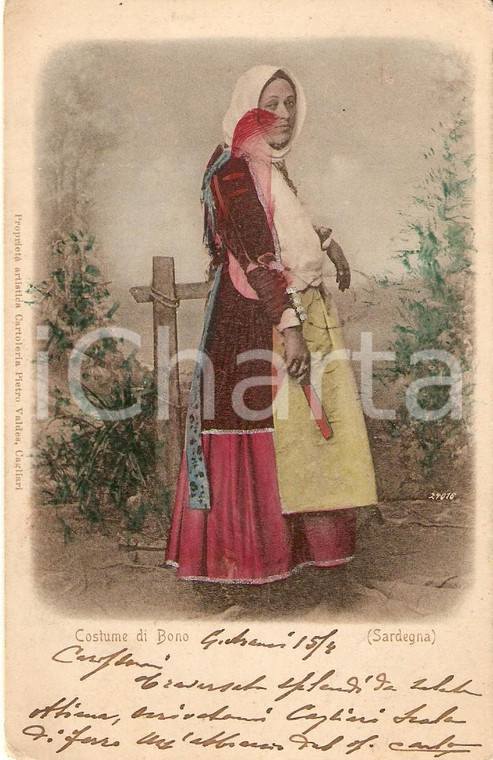 1902 BONO (SS) Ragazza con costume tradizionale *Cartolina FP VG