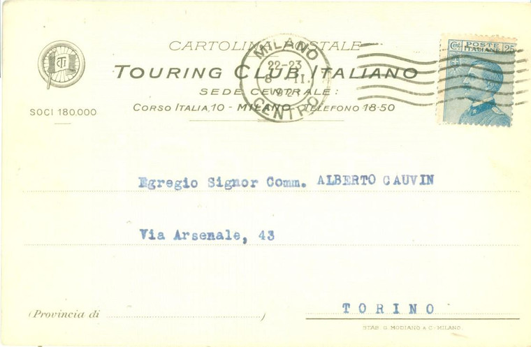 1921 MILANO Touring Club Italiano non può inviare Guida di SARDEGNA del 1918