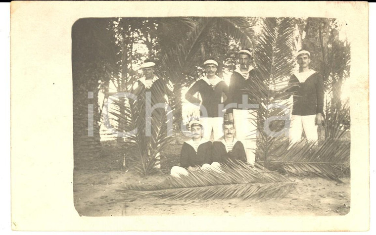 1910 ca FRANCIA Militari MARINE NATIONALE posano tra le palme *Fotografia FP
