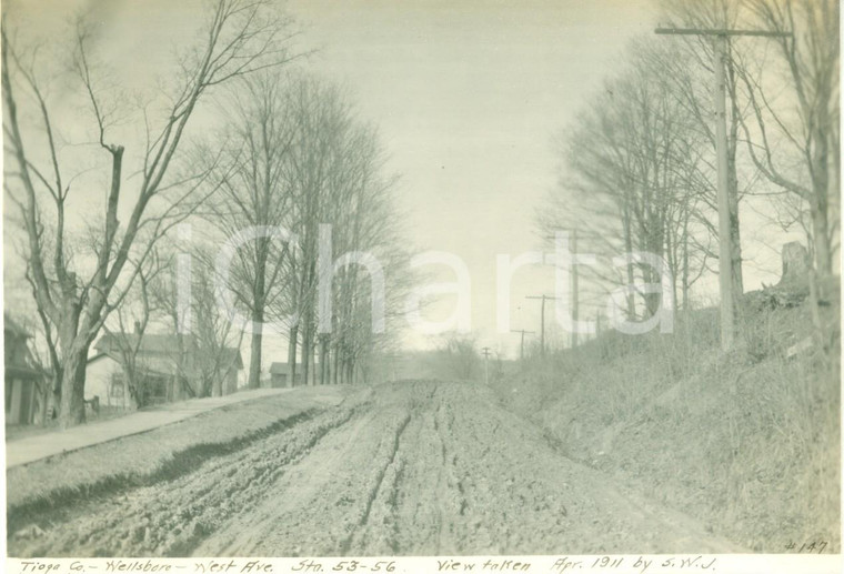 1911 WELLSBORO, PENNSYLVANIA (USA) Lavori livellamento Main Street *Fotografia