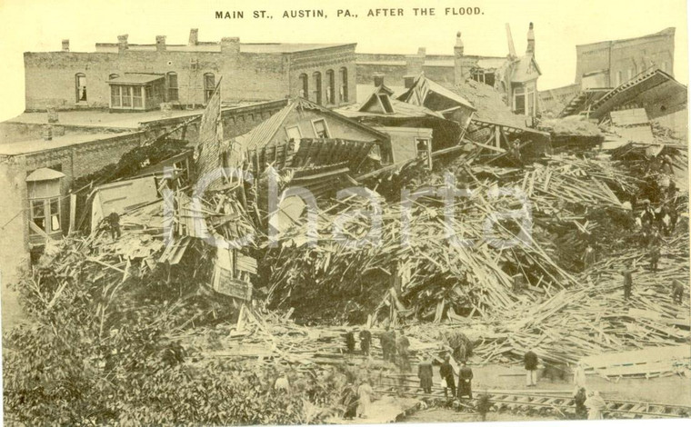 1911 AUSTIN, PENNSYLVANIA (USA) Main Street distrutta dall'inondazione *Foto