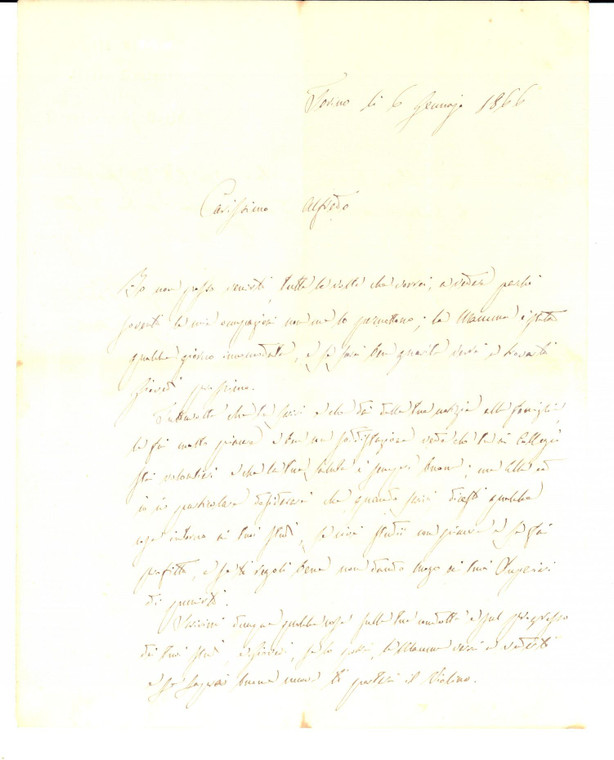 1866 TORINO Non dar luogo ai superiori di punirti *Lettera Carlo GALIMBERTI 