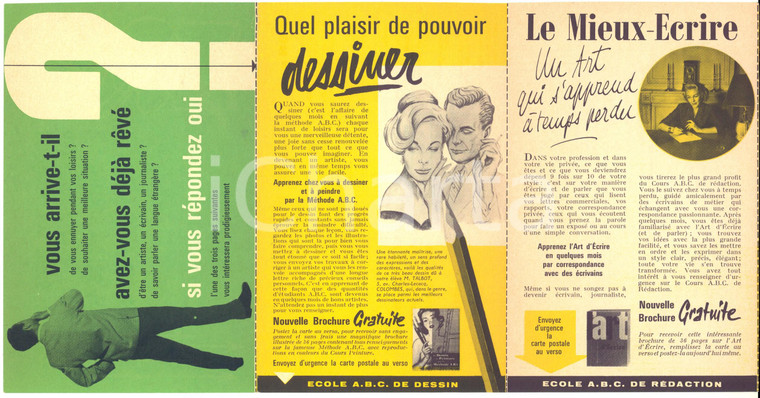 1950 PARIS Institut LINGUAPHONE - Ecole ABC Dessin *Publicitaire 14x10