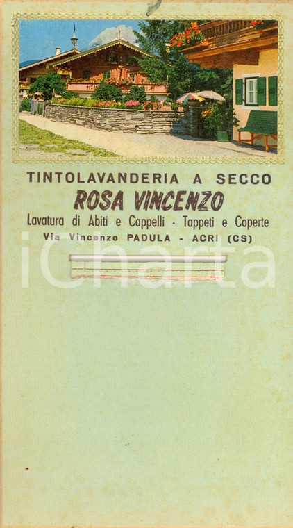 1960 ca ACRI (CS) Tintolavanderia a secco ROSA VINCENZO *Portacalendario