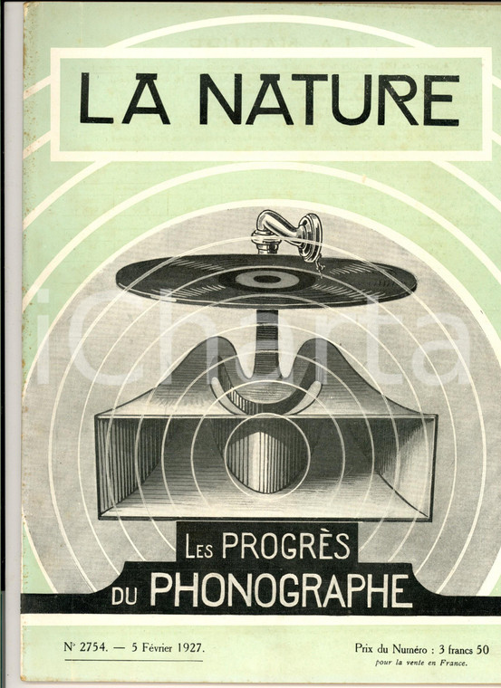 1927 LA NATURE Les progrès du phonographe *Revue ILLUSTREE n° 2754