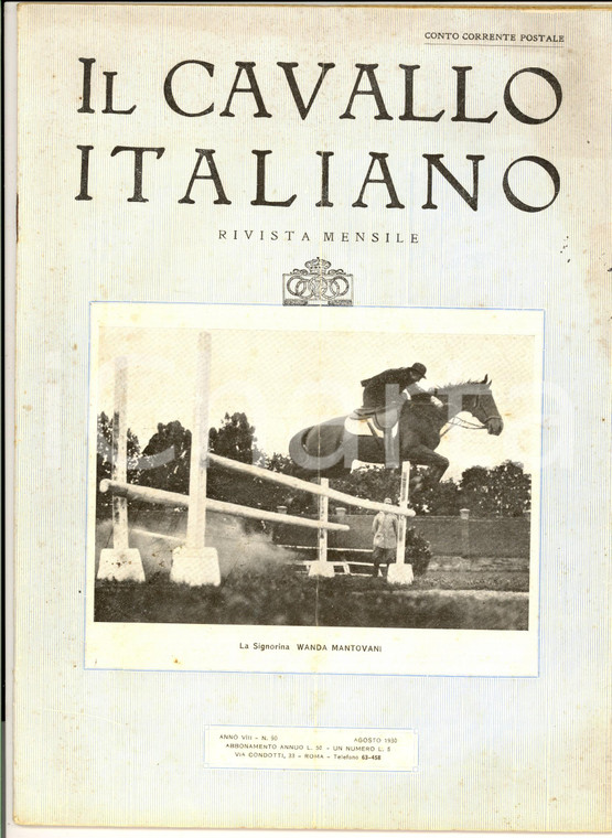 1930 IL CAVALLO ITALIANO Rivista FISE Primavera ippica sarda *Anno VIII n° 90