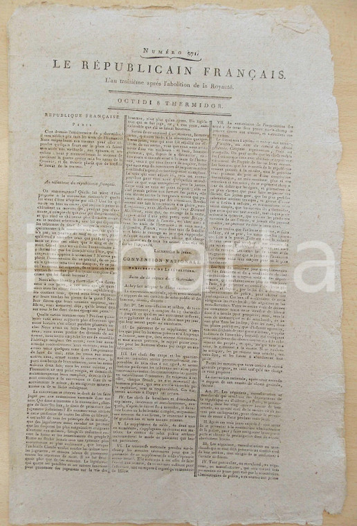 1795 LE REPUBLICAIN FRANCAIS Gazette REVOLUTION N° 971 Petizione di VALENCIENNES