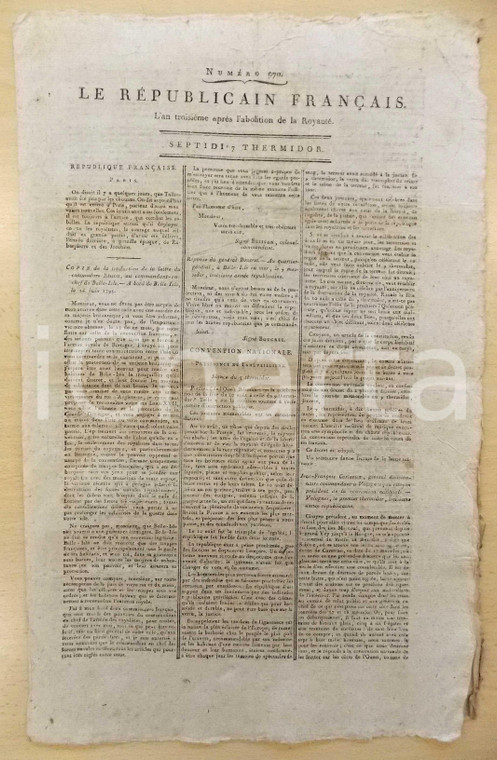 1795 LE REPUBLICAIN FRANCAIS Gazette REVOLUTION N° 971 Petizione di GRANVILLE