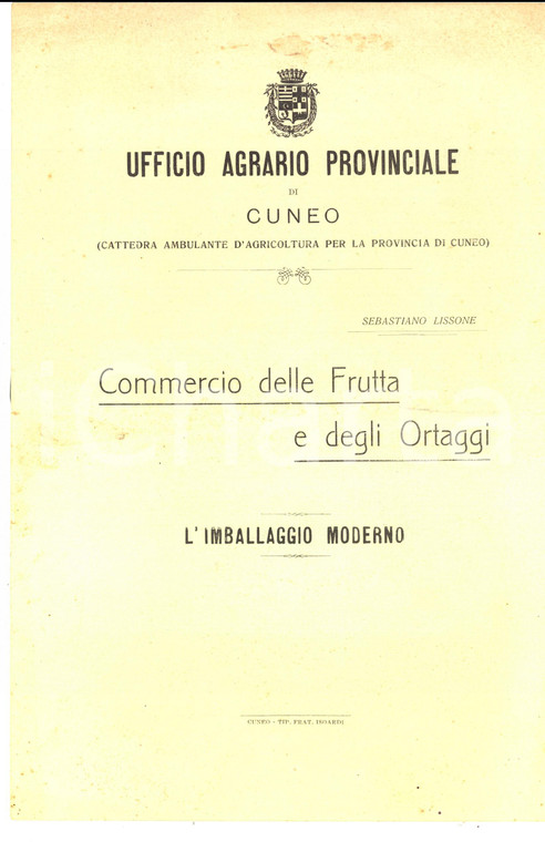 1890 ca CUNEO Commercio frutta e ortaggi - Imballaggio ILLUSTRATO DANNEGGIATO