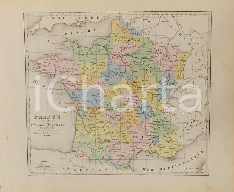 1870 ca Grand Atlas Départemental de la France - France en 1789 *Ed. PILON Tav 2