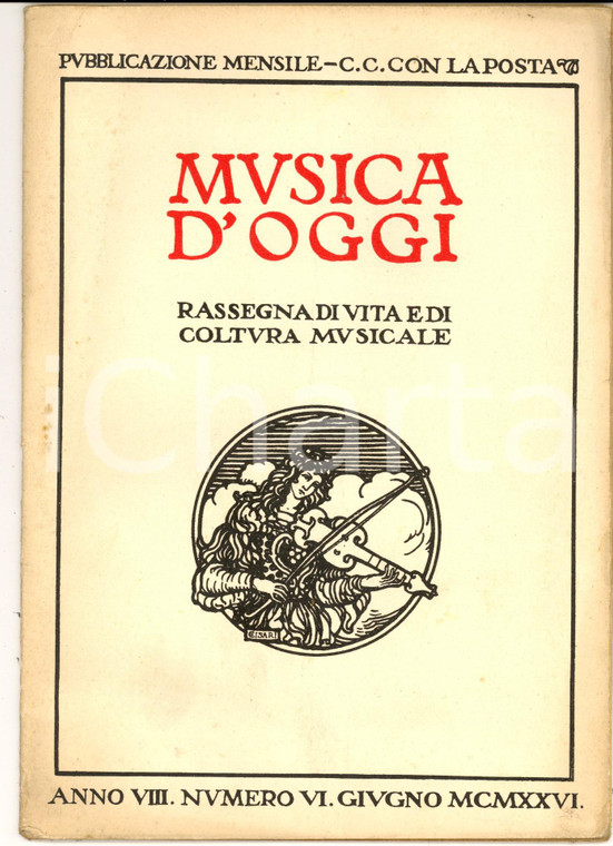 1926 MUSICA D'OGGI La musica presso gli Etruschi *Rivista anno VIII n°6